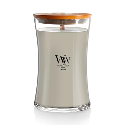 WoodWick Large Hourglass Fireside Candle Premium Soy Blend Wax Crackles as it burns Perfect for Gifting