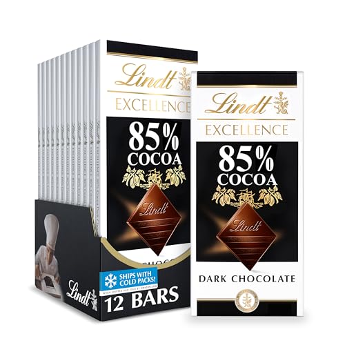Lindt EXCELLENCE 85% Cocoa Dark Chocolate Candy Bar, Halloween Candy, 3.5 oz. Bar (12 Pack)