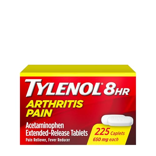 Tylenol Acetaminophen 650mg Extended Release Caplets, 8 Hour Arthritis Pain Relief, Joint Pain Reliever, Fever Reducer, Fast & Long-Lasting Relief, Oral Medicine for Minor Aches, 225 Count