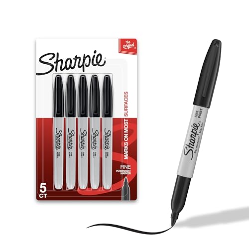Permanent Markers Fine Tip Black 5 Count Quick Drying Fade Resistant