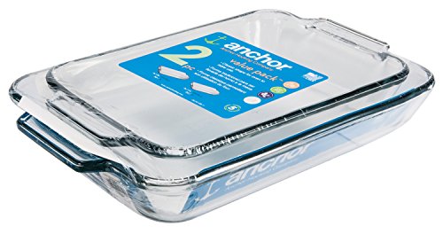 Anchor Hocking Glass Baking Dishes 2-Piece Set 2Qt and 3Qt Casserole