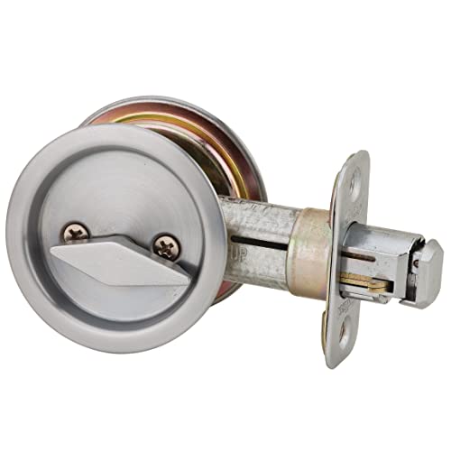 Kwikset 335 Round Bed/Bath Pocket Door Lock in Satin Chrome by Kwikset