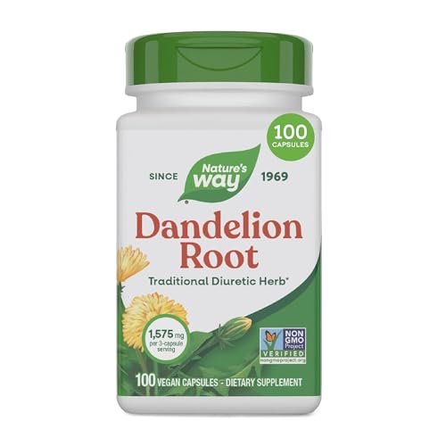 Nature's Way Dandelion Root, Traditional Diuretic Herb*, Vegan Dandelion Root Capsules, 100 Count (Packaging May Vary)