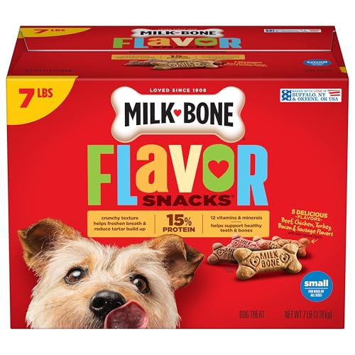 Milk-Bone Flavor Snacks Small Dog Biscuits, Flavored Crunchy Dog Treats, 7 Pound Box