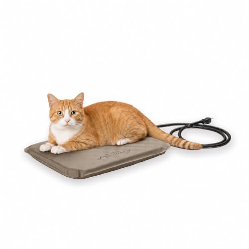 K&H Heating Pad, Lectro-Soft Outdoor Pet Bed, Safety Listed, 18x14in, 20W | Orthopedic Outdoor Heating Pad for Cats, Waterproof Cushion, Flexible Design, Automatic Warming, Washable Cover, Small, Tan