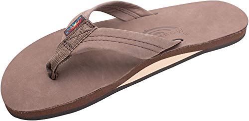 Rainbow Sandals Men's Premier Leather Single Layer with Arch Wide Strap, Expresso, Men's Large / 9.5-10.5 D(M)