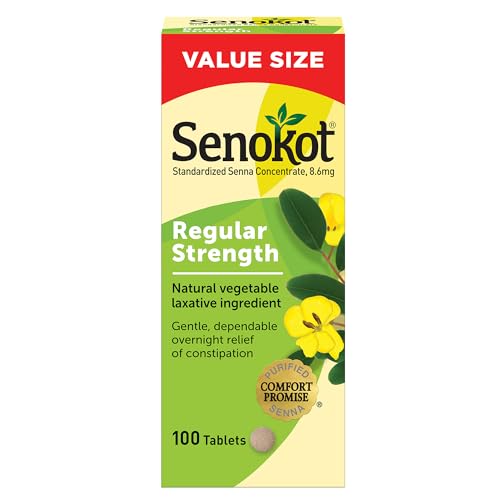 Senokot Regular Strength Senna Laxative Tablets Constipation Relief for Adults, 100 count