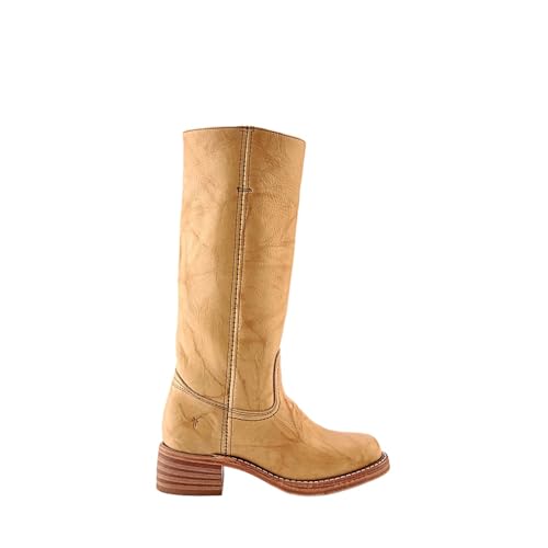 Frye Campus 14L Iconic Tall Boots for Women Crafted from Signature Montana Leather with Goodyear Welt Construction and Stacked Leather Heel – 13” Shaft Height, Banana - 10 M