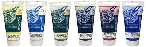 Speedball 3470 Water-Soluble Block Printing Ink Starter Set – 6 Bold Colors with Satiny Finish - 1.25 FL OZ Tubes, Multicolor