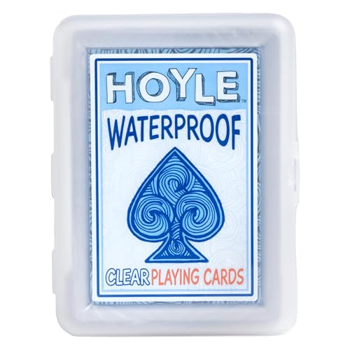 Hoyle Waterproof Playing Cards, Clear Plastic Deck of Cards for Outdoor Card Games, Camping, Beach, Pool & Travel Games (1 Deck)