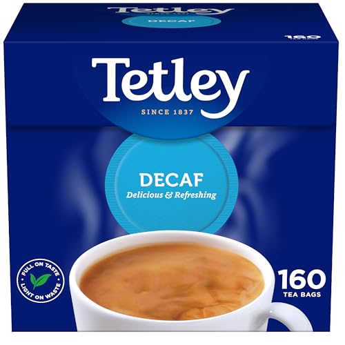 Tetley Original Decaf Tea, Decaffeinated Black Teabags 1 Box of 160, single pack