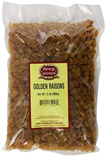 Spicy World Golden Raisins 2 LB Bulk Bag - Sweet & Seedless Sultanas from South Africa | | Perfectly Dried for Natural Sweetness | Ideal Dried Fruit Snack | For Baking & More | No Added Sugar