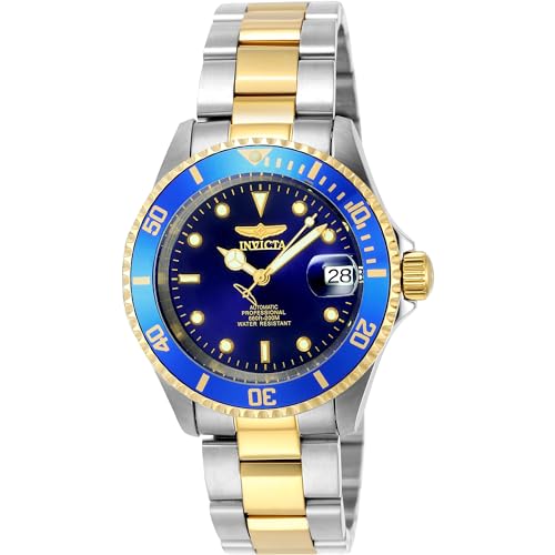 Invicta Men's Pro Diver 40mm Steel and Gold Tone Stainless Steel Automatic Watch with Coin Edge Bezel, Two Tone/Blue (Model: 8928OB)