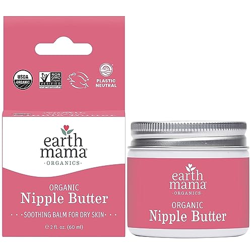 Earth Mama Organic Nipple Butter™ | Nipple Cream Safe for Breastfeeding | Postpartum Essentials for Nursing | Non Lanolin Nipple Cream, 2-Fluid Ounce