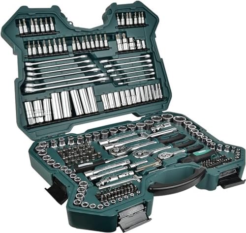 (-70%) Brüder Mannesmann Steckschlüsselsatz 1/4 Zoll, 3/8 Zoll, 1/2 Zoll, 215-teilig - Werkzeugkoffer mit Ratschen, Schraubendreher, Sechskantschlüssel, Verlängerungsstücken, Stecknüssen & Bits|M98430