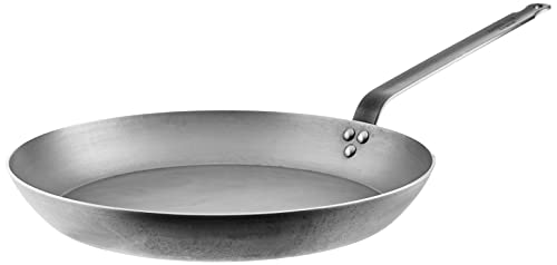 Mauviel M'Steel Black Carbon Natural Nonstick Frying Pan With Iron Handle, 14.2-in, Suitable For All Cooking Surfaces, Made in France