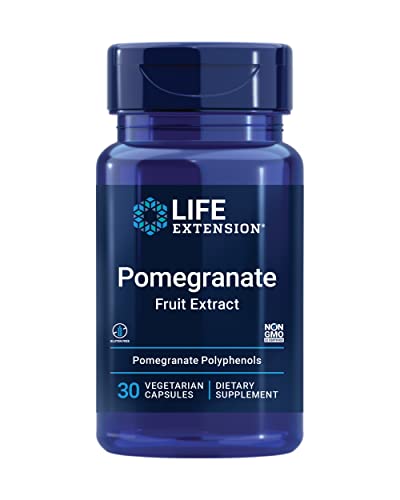 Life Extension Pomegranate Fruit Extract, 500 mg, antioxidant polyphenols for Cardiovascular Health, superfood, Gluten Free, Non-GMO, Vegetarian, 30 Capsules