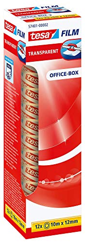 🔥 STARKER PREIS (-54%) tesa tesafilm Transparent Klebeband - 10 m x 12 mm - 12 Rollen