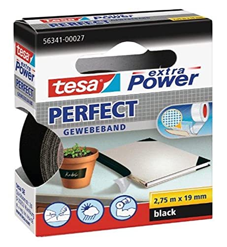 (-37%) tesa extra Power Perfect Gewebeband - Schwarz - 2,75 m x 19 mm