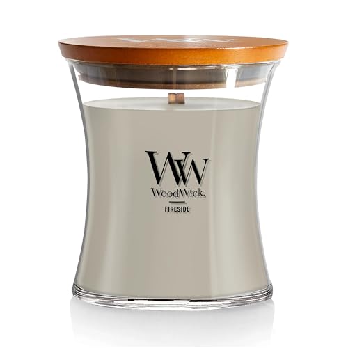 WoodWick Medium Hourglass Candle Fireside Scent Premium Soy Blend Wax Crackles as it Burns Perfect for Gifting 9.7oz
