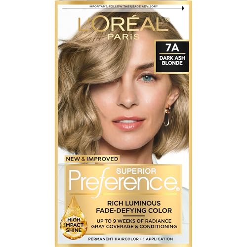 L'Oreal Paris Superior Preference Fade-Defying + Shine Permanent Hair Color, 7A Dark Ash Blonde, Pack of 1, Hair Dye