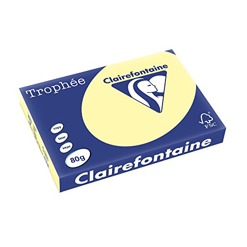 (-56%) Clairefontaine 1884C - Ries Druckerpapier / Kopierpapier Trophee, Pastell Farben, DIN A3, 80g, 500 Blatt, Gelb, 1 Ries