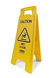 Rubbermaid Commercial Products Collapsible Bright "Caution Wet Floor" Industrial Warning Sign to Prevent Slip/Fall for Office/Restroom/Restaurant, 2-Sided, 26 Inch, Yellow