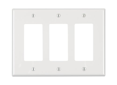 Leviton 3-Gang Decora/GFCI Decora Wallplate, Midway Size, PJ263-W, White