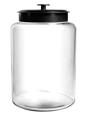 Anchor Hocking Montana 2.5 Gallon Glass Jar with Lid, Black Metal Lid