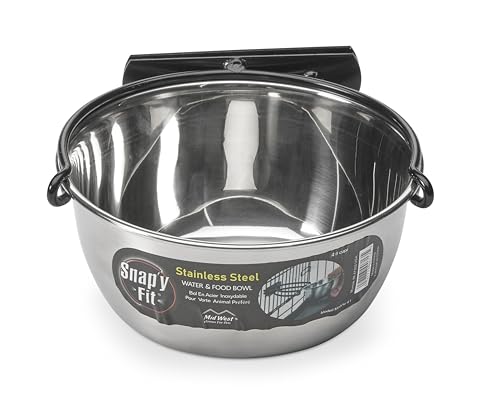 MidWest stainless steel crate-mounted food or water bowl for a stable starter feeding setup.
