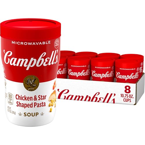 Campbell's Sipping Soup, Chicken Soup & Star Shaped Pasta, 10.75 Oz Microwavable Cup (Case of 8)
