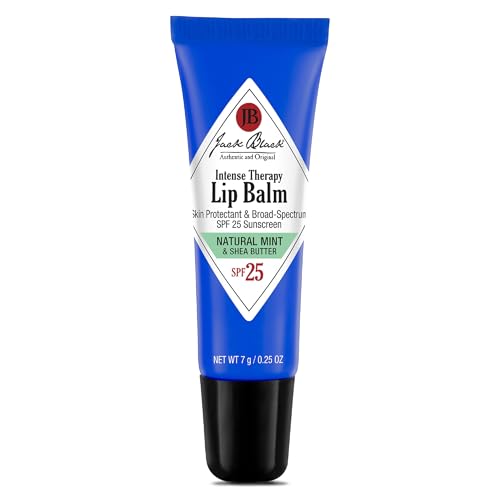 Jack Black Intense Therapy Lip Balm, 0.25-Oz. – Natural Mint & Shea Butter, SPF 25 Sun Protection, Lip Moisturizer, Hydrating Lip Balm with SPF, Long Lasting Treatment