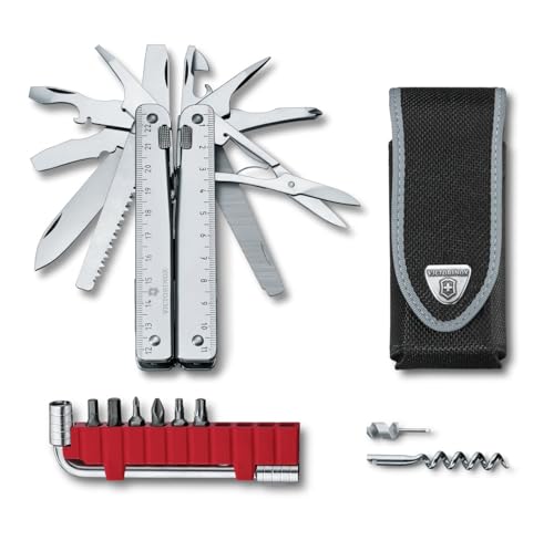 Victorinox Swiss Tool X Plus Ratchet Swiss Army Knife, 35 Function Swiss Made Multi-Tool with Needle-nose pliers, Wire Cutter, Crate Opener and Large Blade - Silver