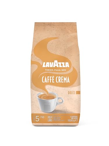(-25%) Lavazza, Caffè Crema Dolce, Arabica und Robusta Kaffeebohnen, Ideal für Espressomaschinen, mit Aromanoten von Trockenfrüchten, Nussiger Geschmack, Intensität 5/10, Mittlere Röstung, 1 kg Packung
