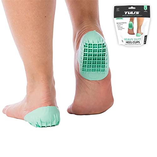 Tuli's Heavy Duty Heel Cups, Cushion Insert for Shock Absorption, Plantar Fasciitis, Sever’s Disease and Heel Pain, Made in the USA, Regular, 1 Pair