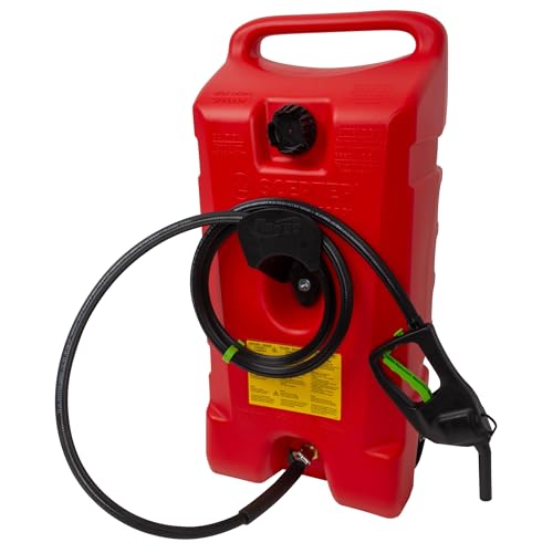 Scepter Duramax 14 Gallon Wheeled Utility Transfer Tank with Manual Pump, Red – Portable Rolling Container with 10-Foot Hose for Equipment, Tractors, Boats, Jet Skis, ATVs and Jobsite Transport