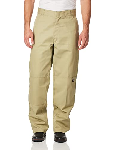 Dickies Men's Loose Fit Double Knee Work Pants – Durable Twill Utility Trousers for Construction & Warehouse, Khaki, 28W x 30L
