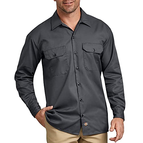 Dickies Men's Long Sleeve Work Shirt, Charcoal, Medium