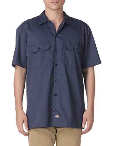 Dickies Men's Short Sleeve Work Shirt, Navy, 2X Large