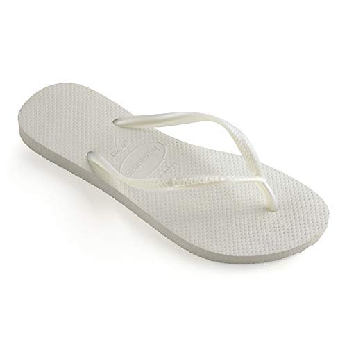 Havaianas Women's Slim Flip Flop Sandal, White, 9-10
