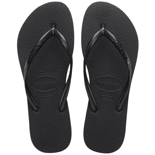 Havaianas Women's Slim Flip Flops Sandals - Black, 11/12