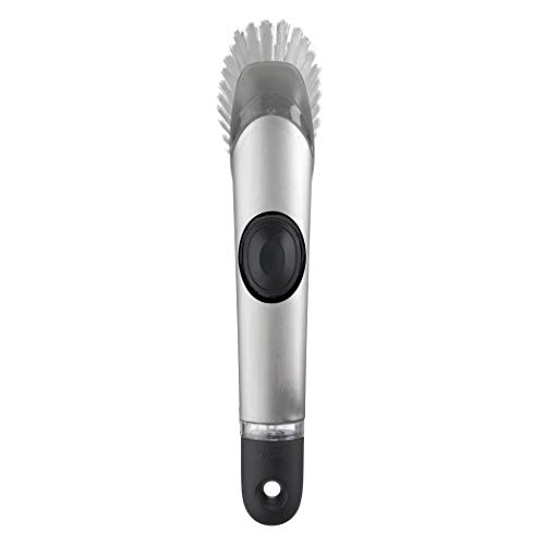 OXO Steel Soap Dispensing Dish Brush 10 inDish Brush, Dish Scrubber &amp; Kitchen Scrub Brush for Dishes, Pots, Pans, S