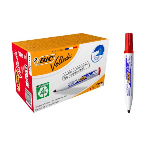⚡ BLITZDEAL (-69%) BIC 1701 Whiteboard Marker Velleda ECOlutions (Rundspitze, Strichstärke 1,4 mm) Schachtel à 12 Stück, rot