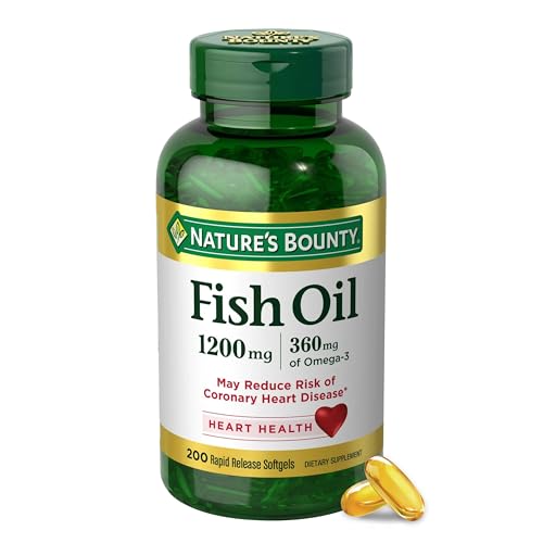 Nature's Bounty Fish Oil Omega 3 Supplements - Supports Heart Health, 1200 Mg Fish Oil, Omega-3, 200 Softgels (Pack of 1)