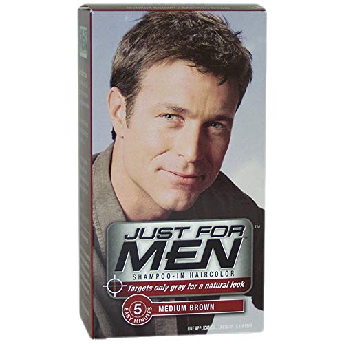 Just For Men Shampoo In Color, Hair Color for Men with Keratin and Vitamin E for Stronger Hair, Restores Natural Hair Color, Medium Brown, H-35, Pack of 3