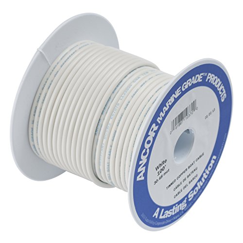 Ancor Marine Grade Primary Wire and Battery Cable (White, 100 Feet, 18 AWG)