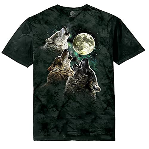 The Mountain Three Wolf Moon T-Shirt – Funny Graphic Tee, Howling Wolf Pack T Shirt | Wolves Print Shirts for Men, Green, XL