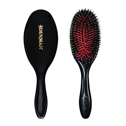 Denman Boar Bristle Hair Brush – Smoothing & Shine Enhancing for Slick Back Styles, Curl Defining & Detangling. D81M Hairbrush with Natural Bristles for all Hair Types for Women & Men