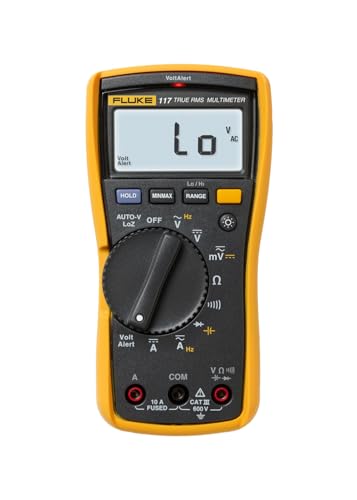 Fluke 117 Digital Multimeter, Non-Contact AC Voltage Detection, Measures Resistance/Continuity/Frequency/Capacitance/Min