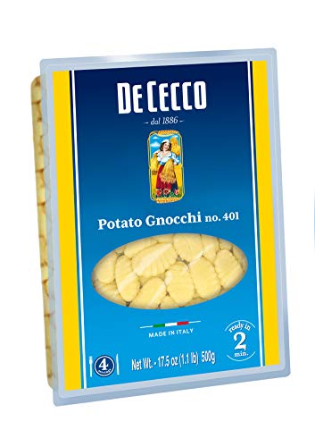 De Cecco Potato Gnocchi No. 401, 16 Oz (Pack of 4), Authentic Italian Dumplings, Made with Potatoes and Wheat Flour, Versatile Pasta for Sauces & Recipes, Made in Italy